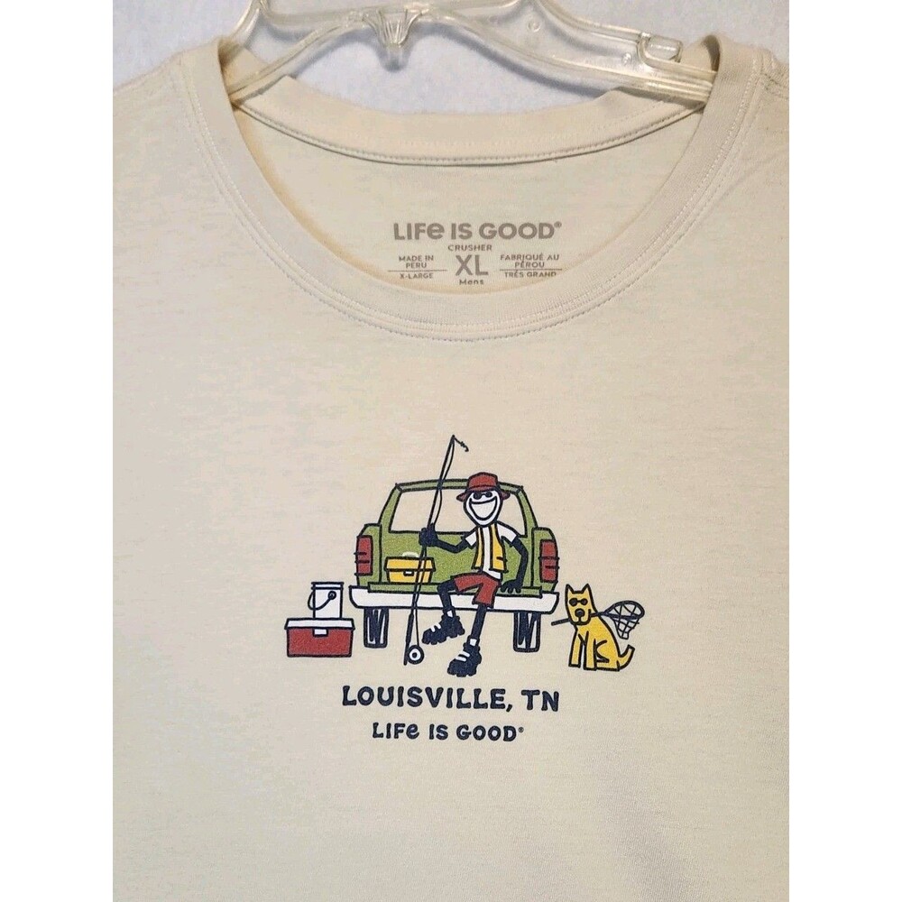 Life Is Good Louisville TN Long Sleeve Tshirt XL Fishing Dog Truck